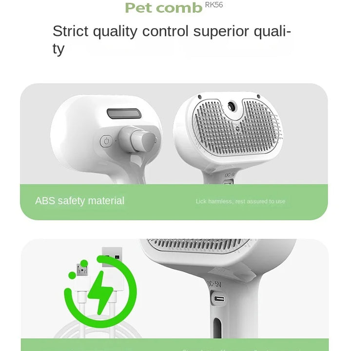 3 In 1 Pet Spray Grooming Comb Steamy Dogs & Cats