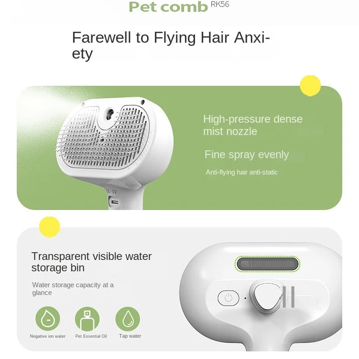 3 In 1 Pet Spray Grooming Comb Steamy Dogs & Cats