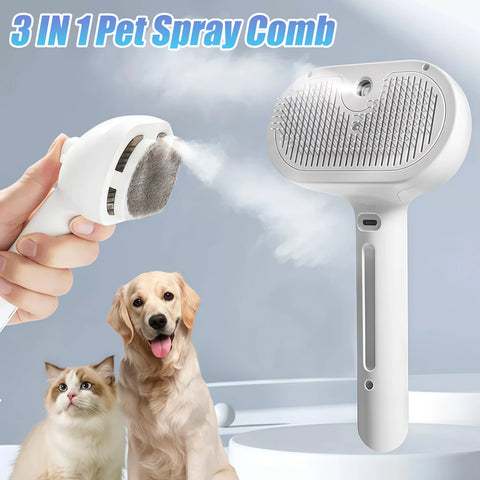 3 In 1 Pet Spray Grooming Comb Steamy Dogs & Cats